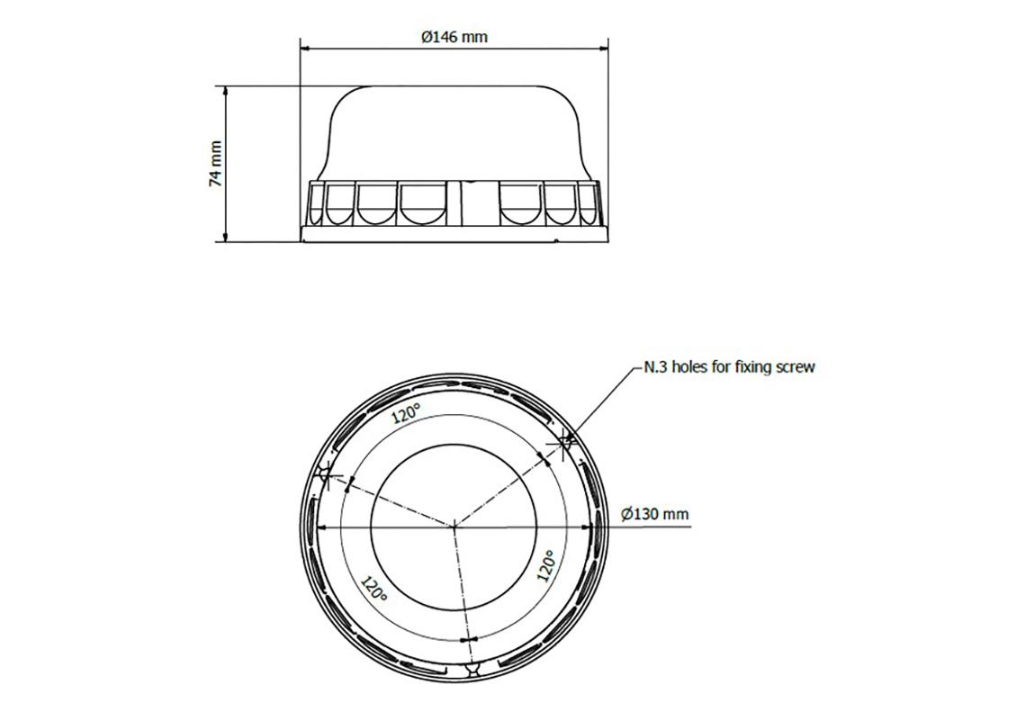 LED Beacon to be screwed 3 functions (rotating, flash, double flash), amber